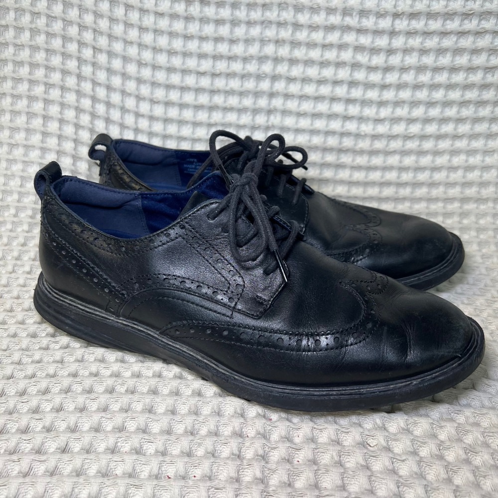 Cole Haan Mens Wingtip Oxford‎ Dress Shoes Black Leather Grand Explore Size 8.5